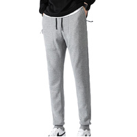 Men's Fleece Slim Trackpant Sport Joggers w Zipped Pockets Gym Casucal Trousers, Light Grey