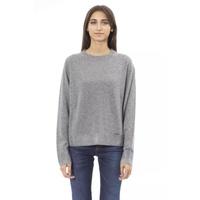 Metal Monogram Crew Neck Sweater with Ribbed Details