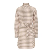 Iconic Check Cotton Shirt Dress with Long Sleeves and Belt Women