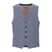 Abstract Motif Stitched Cotton Vest with Button Closure