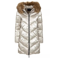 Long Down Jacket with Hood and Eco-Fur S Women.