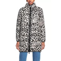 Leopard Print Logo Down Jacket