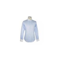 Contrast Collar Shirt with Blue Micro Squares Texture