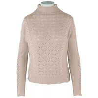 Malo Wool and Cashmere Half-Neck Sweater with Rhombus and Cable Patterns