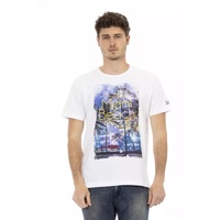 Front Print Short Sleeve T-shirt with Round Neck