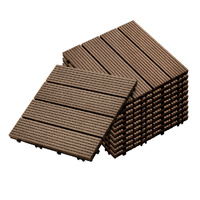 11 pcs DIY Wooden Composite Decking Tiles Garden Outdoor Backyard Flooring Home Decor