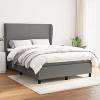 Box Spring Bed with Mattress Dark Grey Fabric