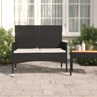 2-Seater Garden Bench with Cushions Poly Rattan