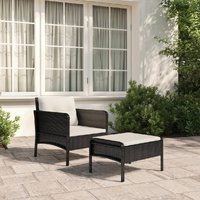 2 Piece Garden Lounge Set with Cushions Poly Rattan