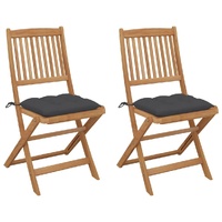 Folding Garden Chairs with Cushions Solid Wood Acacia