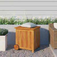 Garden Storage Box with Wheels Solid Wood Acacia