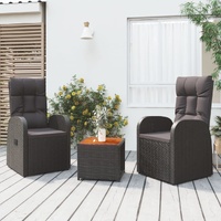 Garden Lounge Set Black Poly Rattan&Solid Wood Acacia