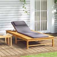 Sun Lounger with Cushion and Pillow Solid Wood Acacia