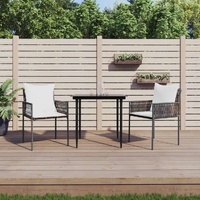 Garden Dining Set with Cushions Poly Rattan and Steel