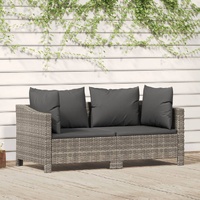 Garden Lounge Set with Cushions Grey Poly Rattan