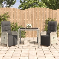 Garden Dining Set with Cushions Grey Poly Rattan