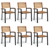 Stackable Garden Chairs Solid Wood Acacia and Metal