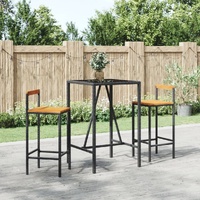 Garden Bar Set Poly Rattan& Solid Wood Acacia