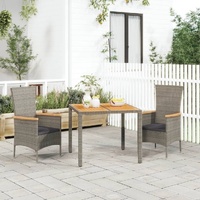 Garden Dining Set with Cushions Grey Poly Rattan