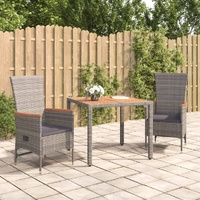 Garden Dining Set with Cushions Grey Poly Rattan