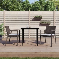 Garden Dining Set with Cushions Poly Rattan and Steel