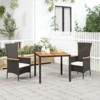 Garden Dining Set with Cushions Black Poly Rattan