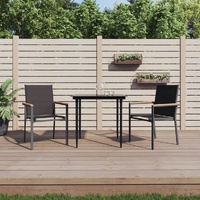 Garden Dining Set Black Textilene and Steel