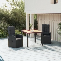 Garden Dining Set with Cushions Black Poly Rattan