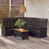 2 Piece Garden Lounge Set with Cushions Poly Rattan