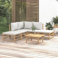 Garden Lounge Set with Cushions Bamboo