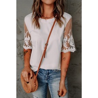 Azura Exchange Lace Sleeve Patchwork Top