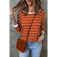 Azura Exchange Color Block Rib Knit Striped Pullover