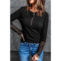 Azura Exchange Lace Hem Sleeve Button Top