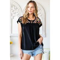 Azura Exchange Embroidered Short Sleeve Blouse