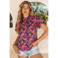 Azura Exchange Floral Print Puff Sleeve Blouse