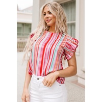 Azura Exchange Abstract Print Ruffle Sleeve Blouse