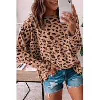 Azura Exchange Animal Print Stitching Loose Long Sleeve Top