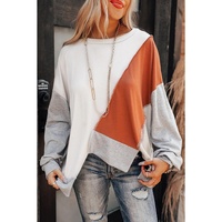 Azura Exchange Colorblock Stitching Irregular Hem Long Sleeve Top