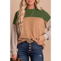 Azura Exchange Color Block Ribbed Long Sleeve Top