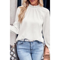 Azura Exchange Frilled Mock Neck Ripple Sleeve Blouse