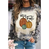 Azura Exchange Hello Fall Pumpkin Graphic Tie Dye Long Sleeve Top