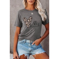 Azura Exchange Leopard Heart Shape Print Short Sleeve T-shirt