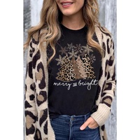 Azura Exchange Leopard Christmas Tree Graphic Print T-Shirt