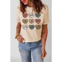 Azura Exchange Heart Shaped Letters Print Crewneck Graphic Tee