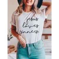 Azura Exchange Jesus Loves Sinners Funny T-Shirt