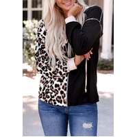 Azura Exchange Leopard Patchwork Hooded Sweatshirt