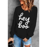 Azura Exchange Hey Boo Long Sleeve Pullover Sweatshirt