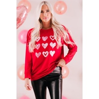 Azura Exchange Hearts Print Crewneck Sweatshirt