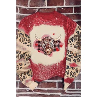 Azura Exchange Heifer Graphic Print Leopard Bleached Sweatshirt