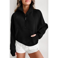 Azura Exchange Black Ribbed Thumbhole Sleeve Sweatshirt